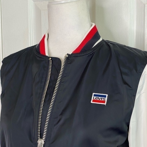 LEVI’S Colorblock Stripe Trim Bomber Jacket Large - Picture 6 of 9